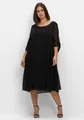 sheego Große Größen: Chiffonkleid mit 3/4-Ärmeln, in Midilänge, schwarz, Gr.40-58 14786800289