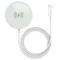 PEDEA Wireless Charging Pad, Silber/weiß Induktives Schnellladegerät / 15 Watt max. Kombatibel für iPhone 15/15 Plus/15 Pro/15 Pro Max