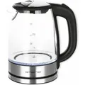 Emerio Wk-119988 Glas-Wasserkocher 1.7L 2200W Edelstahl/Schwarz - Silber