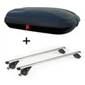 Dachbox VDPBA320 320Ltr carbonlook abschließbar + Dachträger/Relingträger VDP KING1 kompatibel mit für Opel / Vauxhall Zafira (B) (5 Türer) 5-12