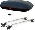 Dachbox VDPBA320 320Ltr carbonlook abschließbar + Dachträger/Relingträger VDP KING1 kompatibel mit für Opel / Vauxhall Zafira (B) (5 Türer) 5-12
