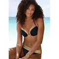 LASCANA Push-Up-Bikini-Top Elodie, mit trendigem Materialeinsatz goldfarben|schwarz 40