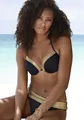 Push-Up-Bikini-Top "Elodie", mit trendigem Materialeinsatz, Gr. 40 - Cup C, schwarz-goldfarben Cup C