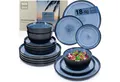 SÄNGER Tafelservice Aruba Geschirrset (18-tlg), 6 Personen, Steingut, blau mit schwarzem Rand, Handmade, Erweiterbar, VALUE COLLECTION