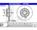 2 St. Bremsscheibe ATE 24.0125-0158.1 für VW Passat Tiguan