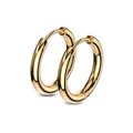 viva-adorno 1 Paar Klappcreolen Hoop Ohrringe Edelstahl Creolen ER96, Gold 15mm