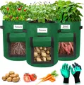 3-Pack 7 Gallonen Kartoffel Pflanzsack, Pflanzbeutel mit Stabilen Griffen und