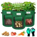 3Pack 7 Gallonen Kartoffel Pflanzsack, Pflanzbeutel mit Stabilen Griffen und ...