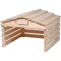 dobar® Mähroboter Garage aus Holz mit abnehmbarem Dach - Rasenroboter Unterstand mit individualisierbarem Schild - 78,5 x 74 x 52,5 cm - Natur