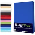 Buymax Spannbettlaken Buymax Jersey aus 100% Baumwolle, Jersey, Gummizug: Rundumgummi, (1 Stück), Pflegeleicht und Atmungsaktiv in Verschiedenen Farben und Größen blau 160 cm x 200 cm