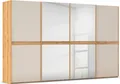 Schwebetürenschrank RAUCH "Kleiderschrank Schrank Garderobe Schlafzimmerschrank SCALE-LINE", braun (asteiche, glas champagner), B:360cm H:223cm T:68cm