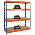 Proregal Schwerlastregal, Blau, Orange, Metall, Rechteckig, 160x180x60 cm, Freizeit, Heimwerken, Werkstatt, Schwerlastregale