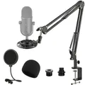 Rigych Razer Seiren V2 Pro Mikrofon Arm mit Pop Filter,Mikrofonhalter, Einstellbare Mikrofonständer mit Mikrofon Spinne Windschutz, Desk Clamp für Razer Seiren V2 Pro USB Streaming Mikrofon