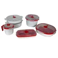 Snips - Microwave Frischhaltedosen Set 5, Mikrowelle Vorratsdosen mit Deckel -Microwave Reiskocher Rice Cooker, Dampfgarer für Mikrowelle 2L / 4L, Eierkocher und Suppentasse Tasse Mug - Made in Italy