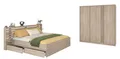 Parisot Komplettschlafzimmer Escale in Japanische Eiche mit 160er Doppelbett, (Komplett-Set, 4-tlg., in verschiedenen Varianten wählbar), in verschiedenen Varianten wählbar