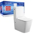 Stand-WC Kombination Aliki Square spülrandlos, inkl. WC-Sitz und Spülkasten mit waagerechtem Abgang - Weiß
