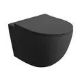 LAVITA Wand-WC Sinto Black Hänge Toilette WC Sitz Toilettendeckel mit Absenkautomatik & Metallscharniere Toiletten Spülrandlos Hängend Spülsystem TORNADO 2.0 Toilettenbecken Schwarz