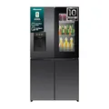 Hisense RQ600P7SKE Cross Door mit Eis-Wasserspender/90cm Breite/615L/PureView/6.86'' TFT/antibakterielles Dark-Interior/UV-Wasserreinigung/VoiceControl/BxHxT: 91,4×174×73cm/Schwarz [Energieklasse E]