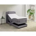Boxspringbett mit Bettkopfteil + elektrischem Untergestell mit Relaxfunktion + Matratze + Topper - 100 x 200 cm - Stoff - Hellgrau - CASTEL II von PALACIO
