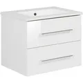 Mid.you Waschtischkombi, Weiß, Metall, 2 Schublade(n) Schubladen, 62.5 cm, hängend, Badezimmer, Waschbecken & Armaturen, Waschtische