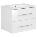 Fackelmann Badmöbel Set 84143 Waschtischunterschrank 60 cm weiß & Keramikbecken