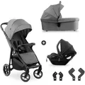 hauck 3in1 Kinderwagen Set Shop N Care Trio Set inkl. Buggy, Babywanne, Babyschale ab Geburt bis 22 kg, Klein Zusammenklappbar, Liegefunktion, Getr... - Grau