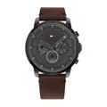 Tommy Hilfiger Multi Zifferblatt Quarz Uhr für Herren mit Dunkel-Braunes Lederarmband - 1791799