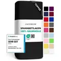 Jacobson Spannbettlaken TOPPER aus 100% Baumwolle, Jersey Bettlaken 160 g/m2, Spannbetttuch mit Gummizug, pflegeleicht & viele Farben schwarz 180 - 200 cm x 220 cm