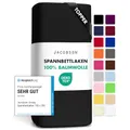 Jacobson Jersey Spannbettlaken Spannbetttuch Baumwolle Bettlaken (XL Topper 180-200x220 cm, Schwarz)