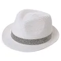 Comhats Herren Strohhut Trilby für Sommer, Sonnenschutz - Faltbarer Panama Hut, Fedora für Strand, Festival - Rollbar & Stilvoll Weiß M