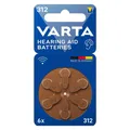Varta Hörgerätebatterien Typ 312, 1.4V (6-Pack) (6 Stk., A312, 180 mAh) (24607101416)