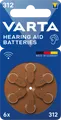 VARTA AIR 312 - Hörgerätebatterie, Zink-Luft, 7,8x3,45 mm, Aid 312, 6er-Pack