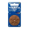 6x Varta Hörgerätebatterien Typ 312 PR41 1,45V Zink-Luft, Made in Germany