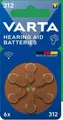 Varta Knopfzellen-Batterie V312 Hörgerätebatterie 6er Blister