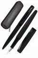 ONLINE Schreib-Set Eleganza I enthält Kugelschreiber, Füllhalter, Echt-Lederetui I Black I 3-teilig I in hochwertiger Geschenkbox I Füller für Standardpatronen, 1 Stück (1er Pack)