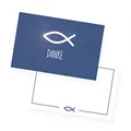 itenga 24x Dankeskarten,Kärtchen Kommunion Taufe Konfirmation FISCH Danksagung 8,5x5c5cm (blau)