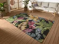 Hanse Home Tropical Flowers In- & Outdoor Teppich – Flachgewebe Aussenteppich, Jungel Blumen Flower Florales Design, ÖKO-TEX Wetterfest & UV-beständig für Balkon, Terrasse, Garten – Bunt, 80x165cm