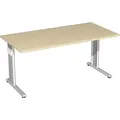 Geramöbel Schreibtisch feste Höhe, 1600x800x720, Ahorn/Silber, S-618103-AS - Silber