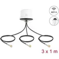 DELOCK 81472 - Antenne 4G Dualband WiFi 6 2x SMA + 1x RP-SMA Stecker, Schraubmo