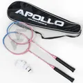 Apollo Badminton Set Match Pro 400 - Badmintonschläger für Kinder und Erwachsene, besonders leichte Badminton Schläger mit Alu Rahmen, Federballschläger Set für Training, Sport und Spaß, mit Tasche