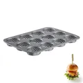 Westmark Burger Brötchen Backform, Für 12 Burger Buns, Ø je 6 cm, Stahl, antihaft-beschichtet, Mini, Anthrazit, 32712260
