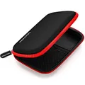 deleyCON Festplattentasche Festplatten Case HDD Case - für 2,5 Zoll Festplatten und SSD - Robust & Stoßsicher - 2 Innenfächer Netztaschen - Schwarz/Rot