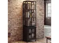 Bücherregal MCW-P13, Standregal Drehregal, Rollen drehbar Tür, Metall Industrial Melamin MVG 162x40x42cm ~ schwarz