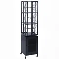B-Ware Bücherregal MCW-P13, Rollen drehbar Tür, 162x40x42cm, schwarz