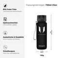 Tritan Trinkflasche 750ml BPA-frei Sport Wasserflasche Fahrrad Outdoor Super