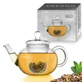 Creano Teekanne aus Glas 1,2l - Glasteekanne mit Glas-Sieb und Deckel