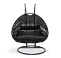 HOME DELUXE Hängesessel Polyrattan Hängesessel TWIN (inkl. Gestell, Korb, Sitzauflage, Montagezubehör, 4-St., Komplettset), Hängestuhl