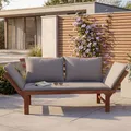 Sitzbank MODULAR - 200cm - natur grau - Akazie - inkl. Kissen klappbar Garten