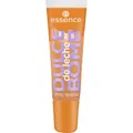 essence DULCE de leche BOMB shiny lipgloss 01 Cream Come True, brauner Lipgloss, goldener Schimmer, süßer Duft, nicht-klebrig, zart glänzend, 10 ml