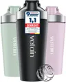 VETAIN Protein Shaker Edelstahl 700ml - 100% Auslaufsicher, Außen gravierte Messskala - Frei von BPA & DEHP - Spülmaschinenfest